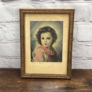 Antique Print The Christ Child Bartolomé Esteban Murillo In Wooden Frame 8 X 6